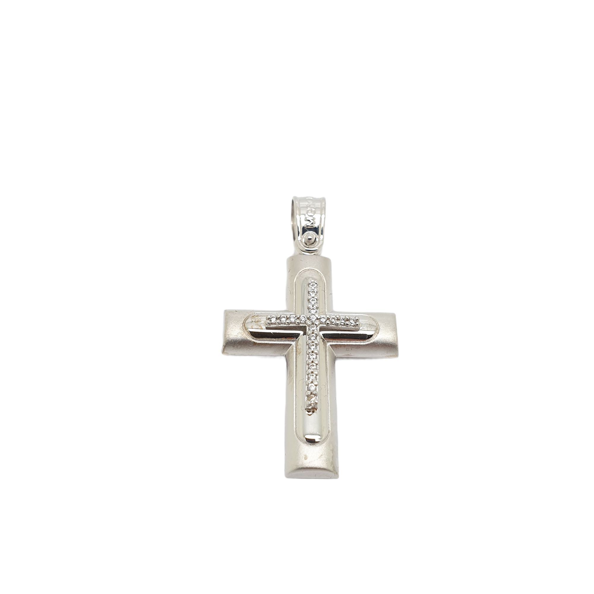White gold cross k14 with zirconi (code AL1843)